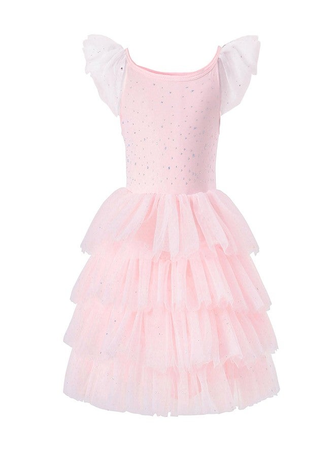 Tutu.kk Toddler Girls Tulle Dress Ruffle Sleeveless Shiny Tiered Fluffy Cake Dress Summer Tutu Dresses for Party Birthday Light Pink 3-4 Years - Image 4