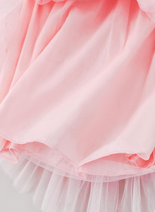 Tutu.kk Toddler Girls Tulle Dress Ruffle Sleeveless Shiny Tiered Fluffy Cake Dress Summer Tutu Dresses for Party Birthday Light Pink 3-4 Years - Image 2