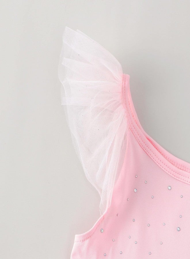 Tutu.kk Toddler Girls Tulle Dress Ruffle Sleeveless Shiny Tiered Fluffy Cake Dress Summer Tutu Dresses for Party Birthday Light Pink 3-4 Years - Image 5