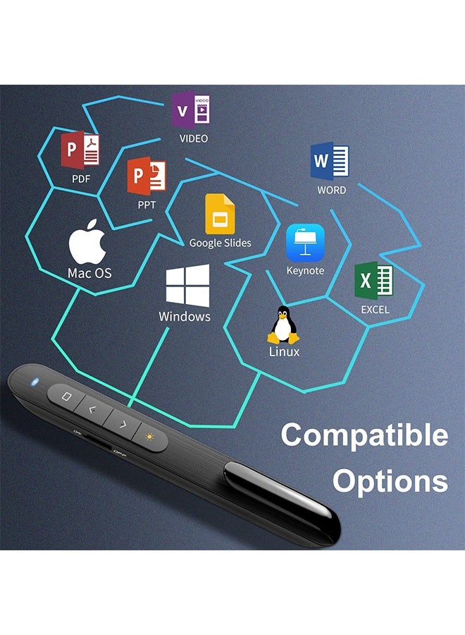 هافن قلم تحكم لاسلكي لـ PowerPoint مع مستقبل USB أسود، يعمل مباشرة، متوافق مع Mac/Keynote/الكمبيوتر/اللابتوب - Image 4