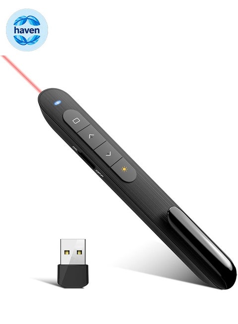 Wireless PowerPoint Remote Controller Pen With USB Receiver Black, Plug & Play, for Mac/ Keynote/ Computer/ Laptop