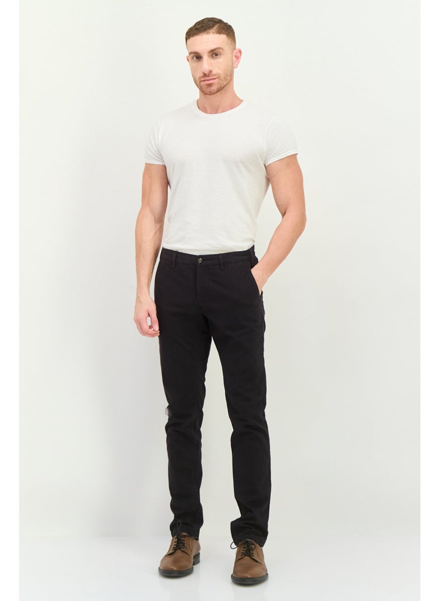 GANT - Men Slim Fit Solid Straight Leg Pants, Black - Image 1