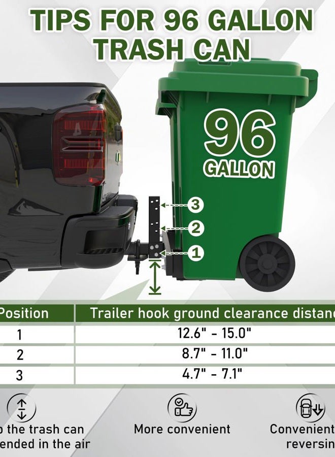 ELITEWILL Dual Trash Can Hauler Allowing Backing-up High-Loading Garbage Can Towing Hitch Carrier Fit for Vehicle/Cars/Trucks/Golf Carts/ATV/UTV with 2" Hitch Receiver - Image 4