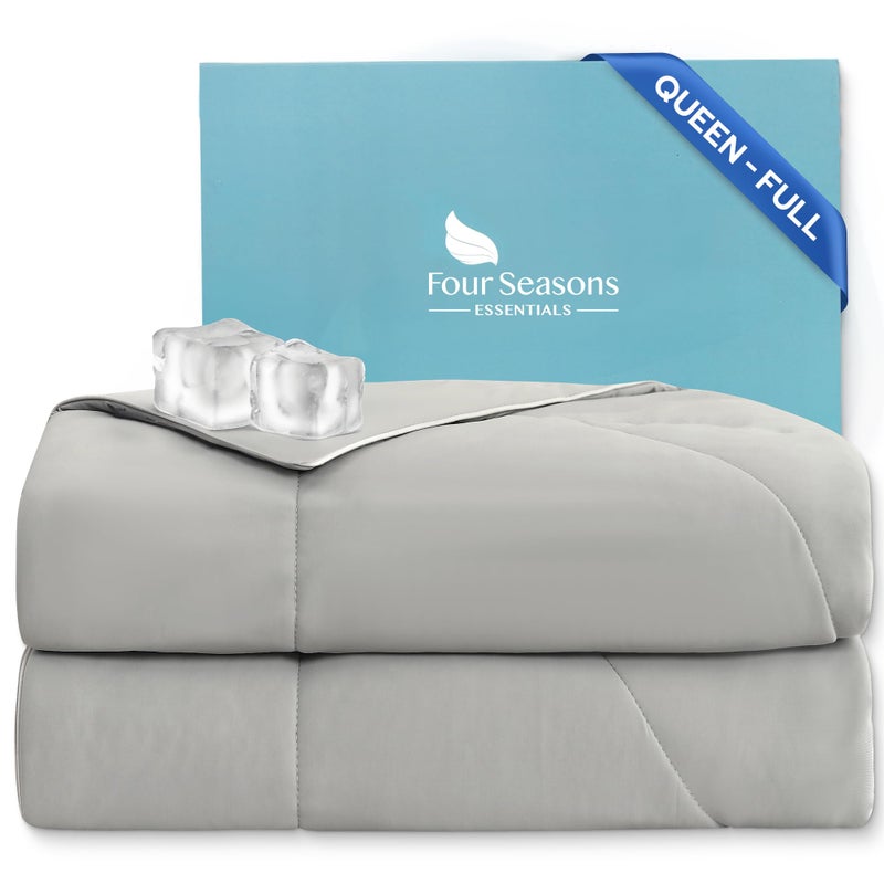 Four Seasons Essentials لحاف تبريد من فور سيزونز إسينشالز - مقاس كوين 90 بوصة × 90 بوصة - رمادي - Image 1