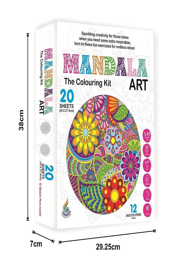 ARNIYAVALA Mandala Art.A Perfect Colouring kit -20 Drawing Paper 12 sktech Pen - for Kids -Multicolour - Image 5