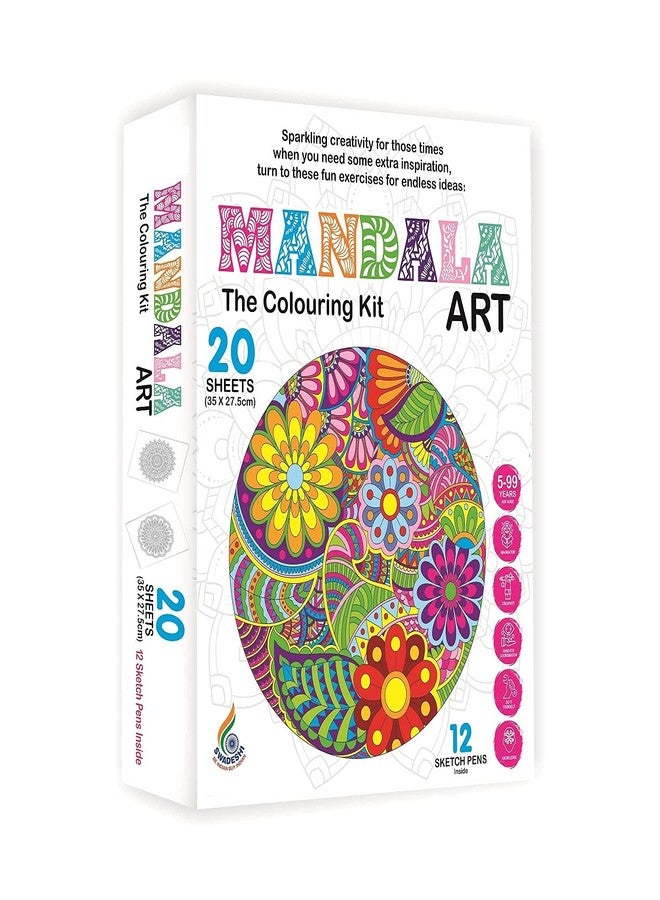 ARNIYAVALA Mandala Art.A Perfect Colouring kit -20 Drawing Paper 12 sktech Pen - for Kids -Multicolour - Image 3