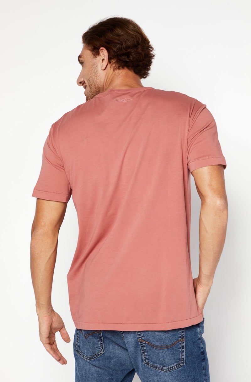 DIESEL Men Crew Neck Short Sleeve Embroidered T-Shirt, Rust  - Image 4
