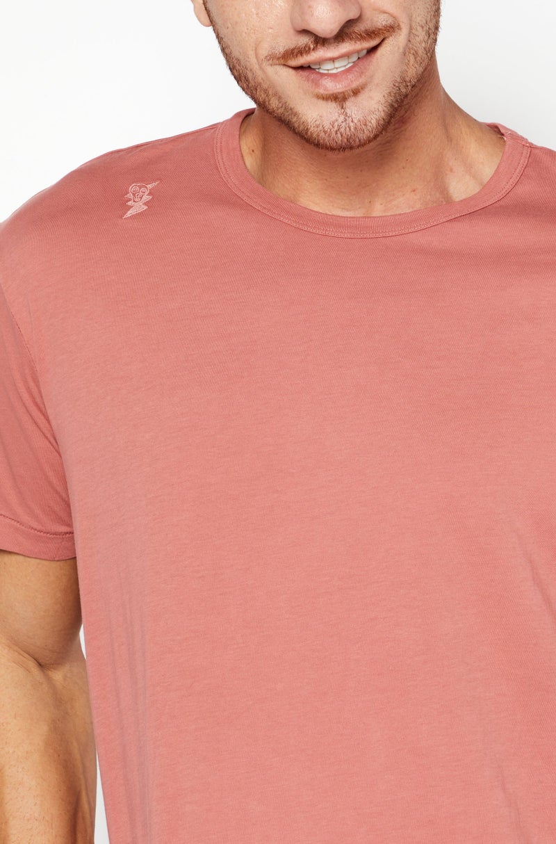 DIESEL Men Crew Neck Short Sleeve Embroidered T-Shirt, Rust  - Image 3