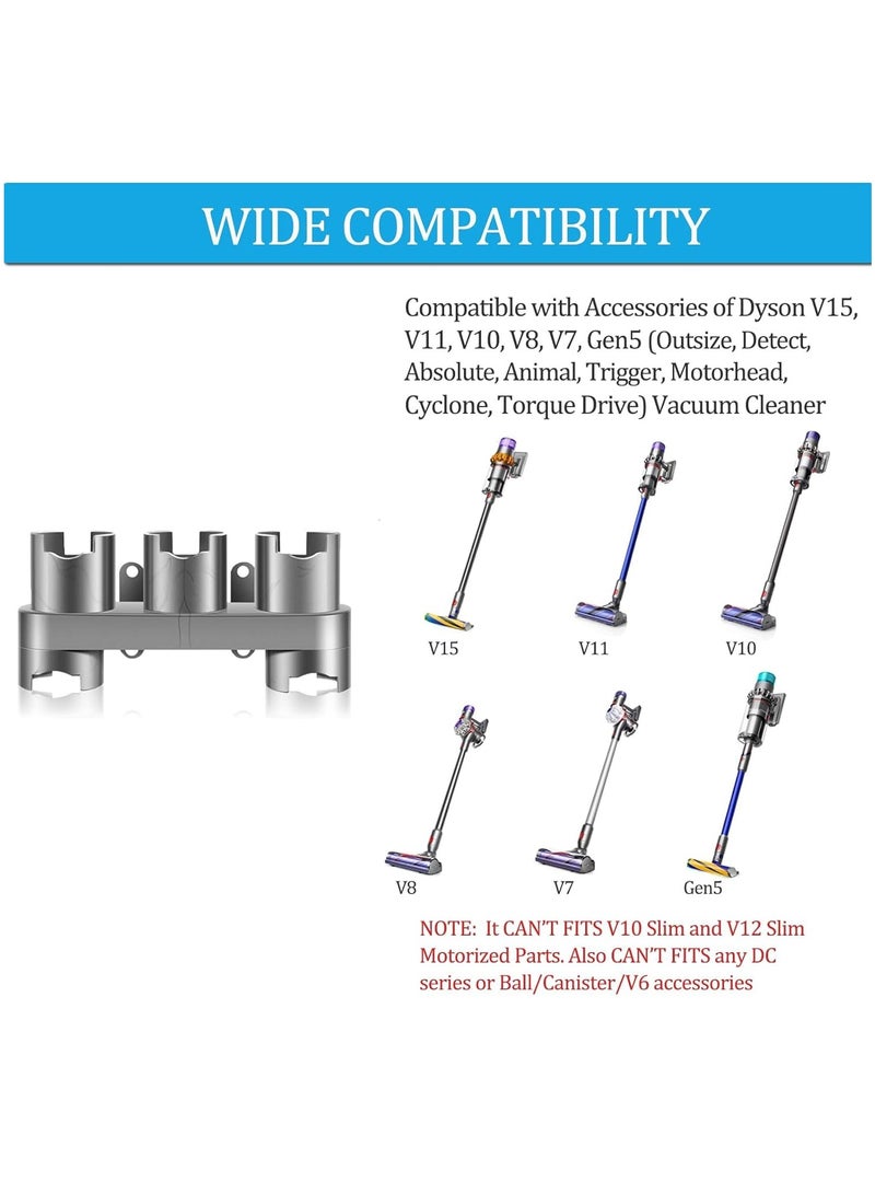 SYOSI Accessory Holder for Dyson Vacuum Cleaners - Compatible with V7 V8 V10 V11 V15 Gen5 - Wall Mount Docking Station in Grey (1 Pack) - Image 5