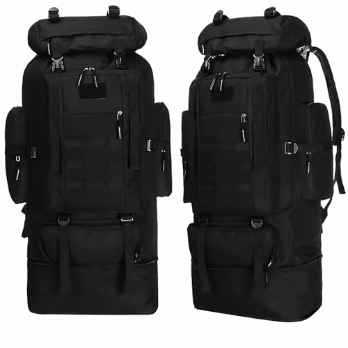 Goaste 100L Camping Hiking Backpack, Molle Military Tactical Rucksack, Waterproof Large Travel Daypack, Adjustable Survival Hunting Sports Bag for Men and Women Hiking, Camping, Touring(Black) - Image 1