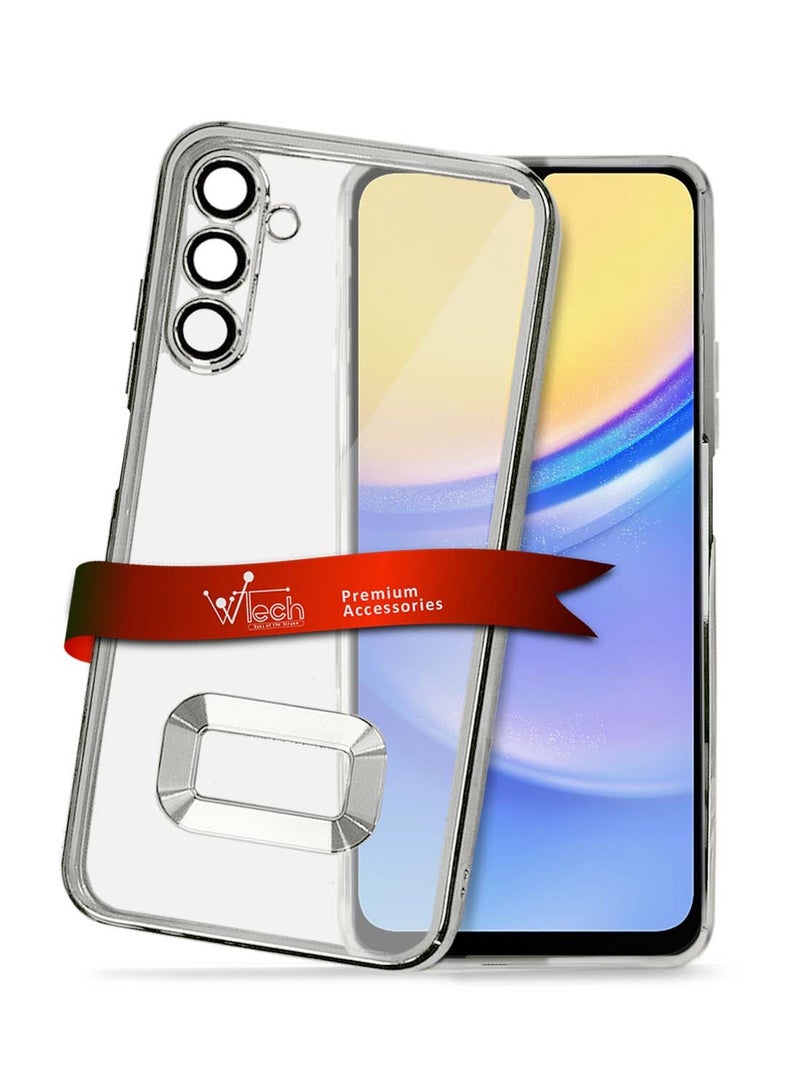 دبليو تيك سامسونج جالاكسي A16 5G 2024 غطاء حماية فاخر مطلي بشفاه مرتفعة وفتحة كاميرا - فضي - Image 1