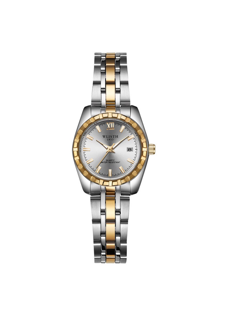 Generic - WLISTH Brand Couple Quartz Watches Waterproof Steel Band Women's gold belt between white noodles 8# - Image 1
