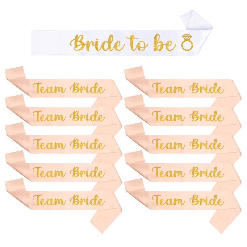 Yueshop 11PCS Hen Party Sashes Team Bride Strap Bachelor Party EcoFriendly  Durable Bachelorette Party Sashes Great for Wedding Bridal Bachelorette Party White Rose Gold