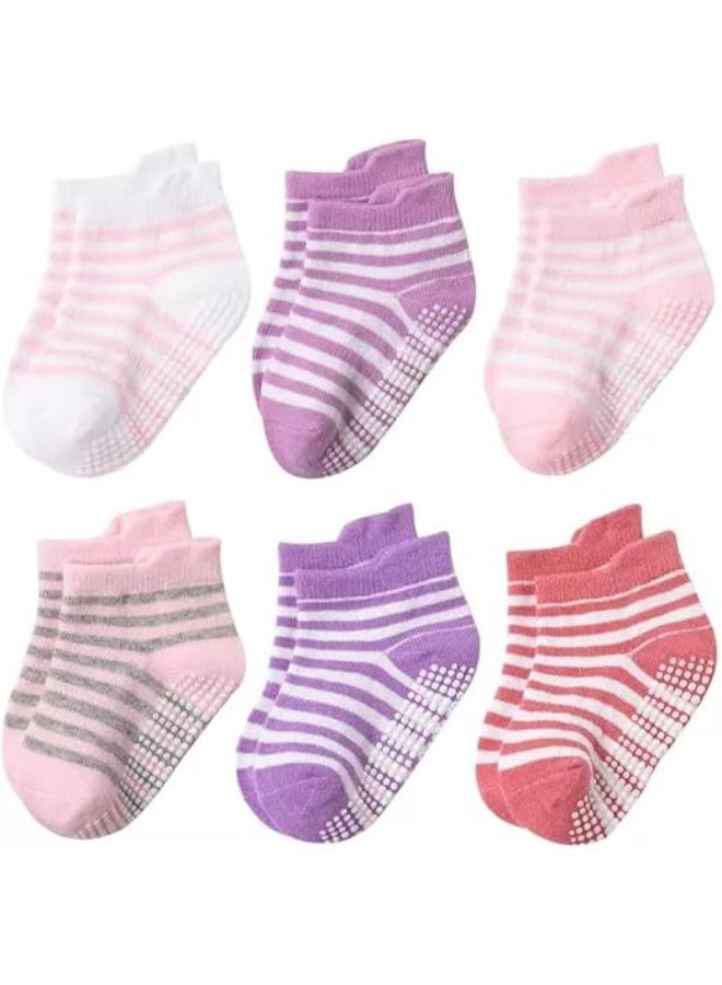 Tanyaz Non Slip Toddler Socks Cotton Infant Baby Kids Grip Socks for Boy Girls Anti Skid Ankle Socks - Image 1