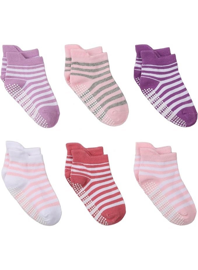 Tanyaz Non Slip Toddler Socks Cotton Infant Baby Kids Grip Socks for Boy Girls Anti Skid Ankle Socks - Image 3