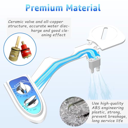 Aünsffer Bidet Attachment for Toilet, Non-Electric Fresh Cold Water, Toilet Bidet with Dual Nozzles Sprayer, Adjustable Water Pressure Control, 3 Modes Wash (Feminine/Bidet Wash + Self-Cleaning) - Image 2