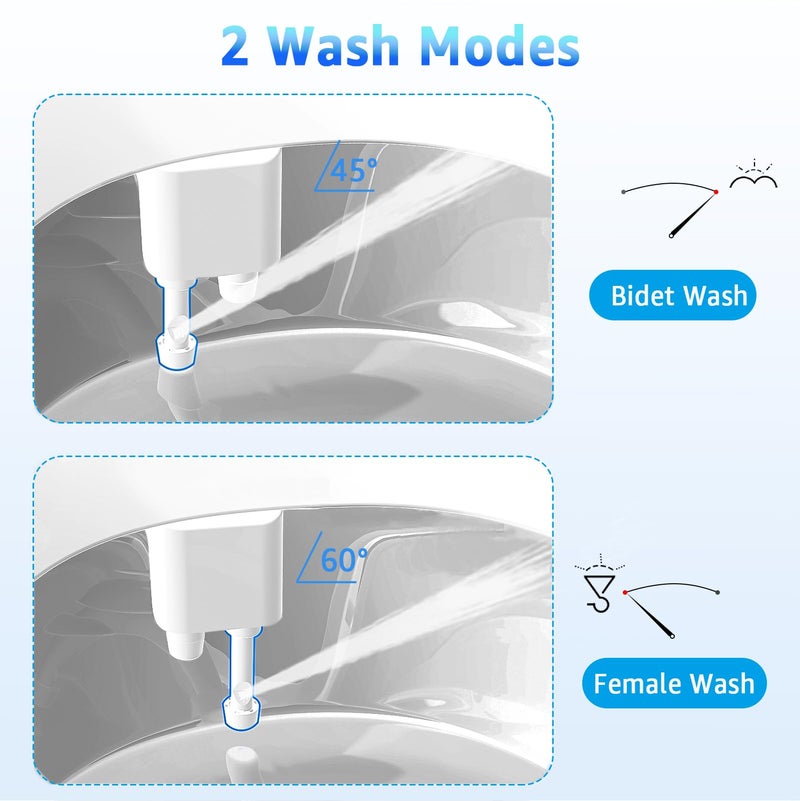 Aünsffer Bidet Attachment for Toilet, Non-Electric Fresh Cold Water, Toilet Bidet with Dual Nozzles Sprayer, Adjustable Water Pressure Control, 3 Modes Wash (Feminine/Bidet Wash + Self-Cleaning) - Image 3