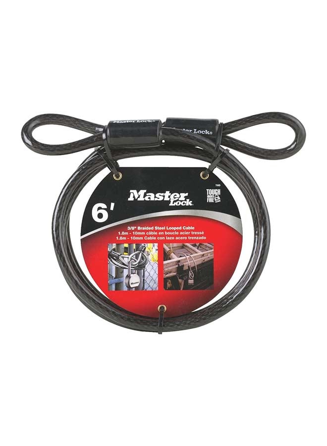 Master Lock Braided Steel Padlock Cable Black 1.8meter - Image 2