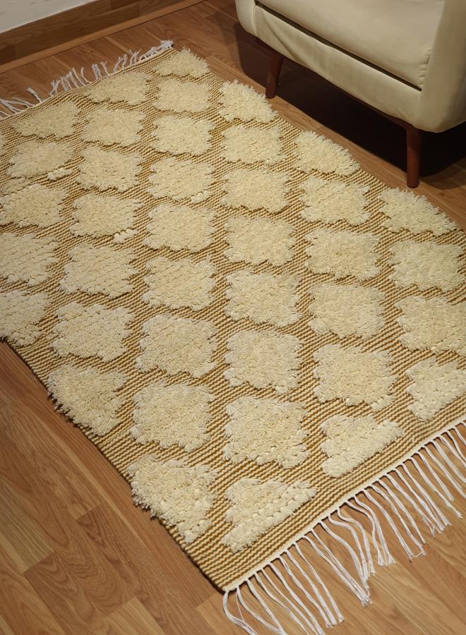 Kilim Studio Handmade Modernoff White and Mustard Kilim - Image 2