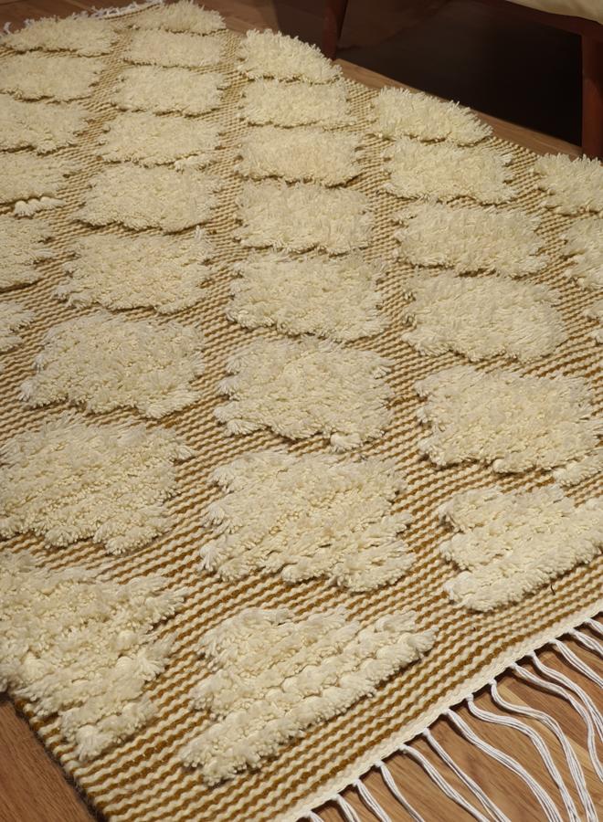 Kilim Studio Handmade Modernoff White and Mustard Kilim - Image 3