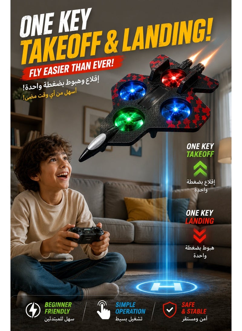 Fyliz RC Plane Remote Control Airplane Fighter Jet Quadcopter Helicopter Aircraft Toy with LED Lights Auto Hover 3D Flip 2.4GHz for Kids Beginners ﻿ - Image 3