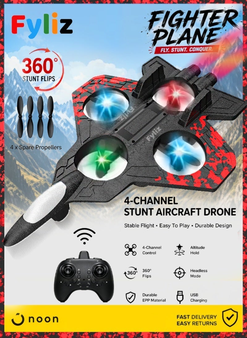 Fyliz RC Plane Remote Control Airplane Fighter Jet Quadcopter Helicopter Aircraft Toy with LED Lights Auto Hover 3D Flip 2.4GHz for Kids Beginners ﻿ - Image 1