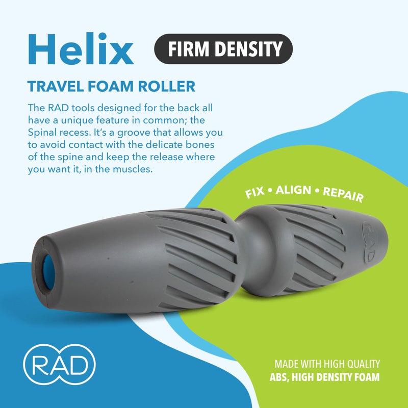 RAD Helix Exercise Foam Roller - Compact High Density Foam Roller for Back Pain & Stretching, Quads, Hamstrings - Deep Tissue Massage Roller - Muscle Foam Roller for Myofascial Release, Mobility - Image 2