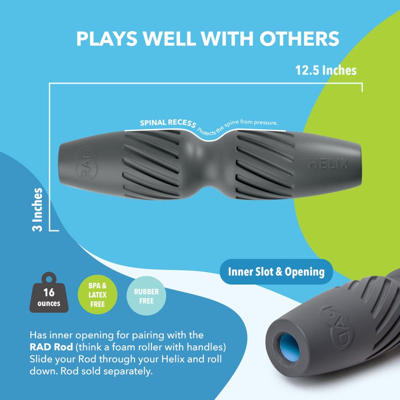 RAD Helix Exercise Foam Roller - Compact High Density Foam Roller for Back Pain & Stretching, Quads, Hamstrings - Deep Tissue Massage Roller - Muscle Foam Roller for Myofascial Release, Mobility - Image 4