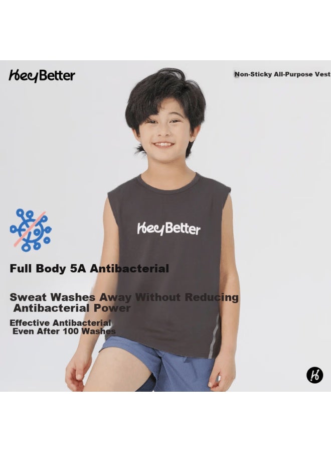 Heybetter Kids Non-stick All-purpose Vest Quick-dry Breathable Deodorant Antibacterial Cooling Star Purple 140 - Image 5