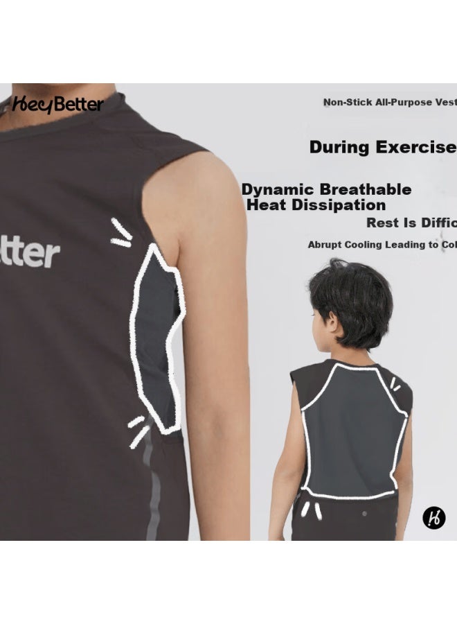 Heybetter Kids Non-stick All-purpose Vest Quick-dry Breathable Deodorant Antibacterial Cooling Star Purple 140 - Image 4