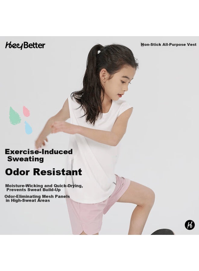 Heybetter Kids Non-stick All-purpose Vest Quick-dry Breathable Deodorant Antibacterial Cooling Star Purple 140 - Image 3