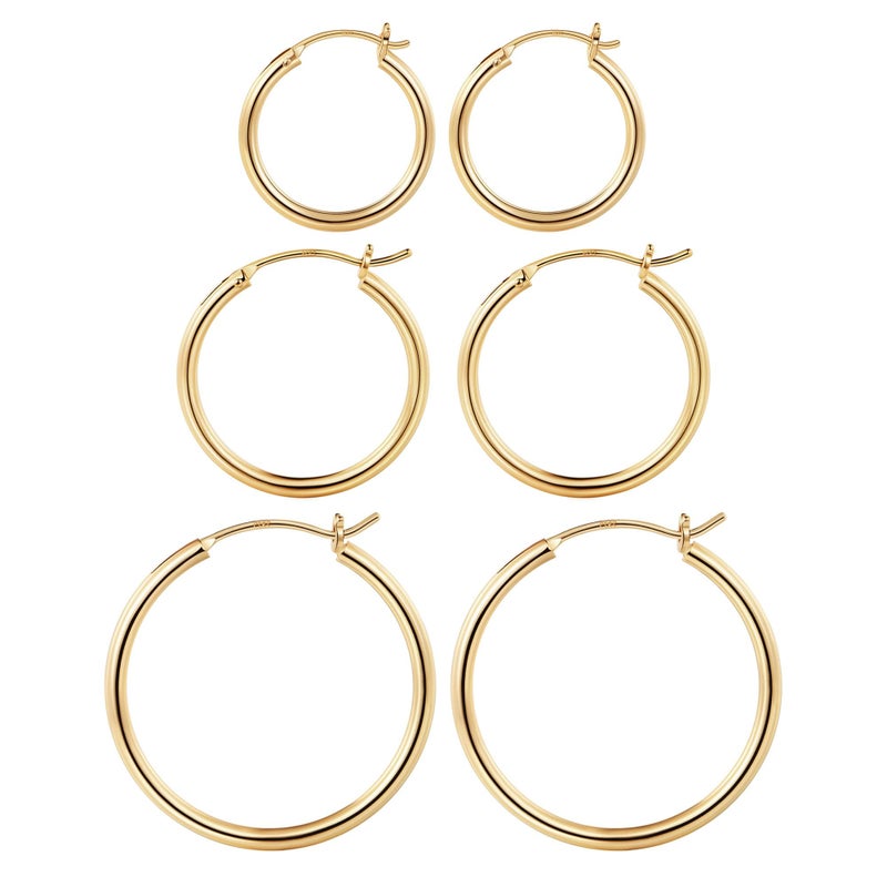 M MOOHAM Hoop Earrings for Women - 14k Gold Plated Hypoallergenic Hoops Earrings Pack Set for Women Trendy Jewelry - Image 1