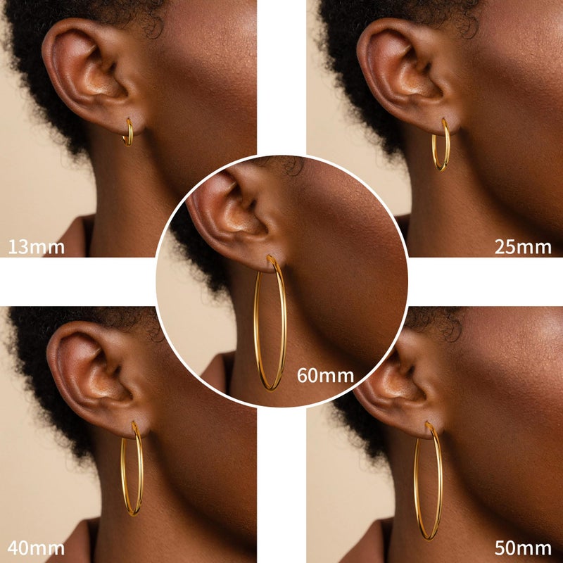 M MOOHAM Hoop Earrings for Women - 14k Gold Plated Hypoallergenic Hoops Earrings Pack Set for Women Trendy Jewelry - Image 4