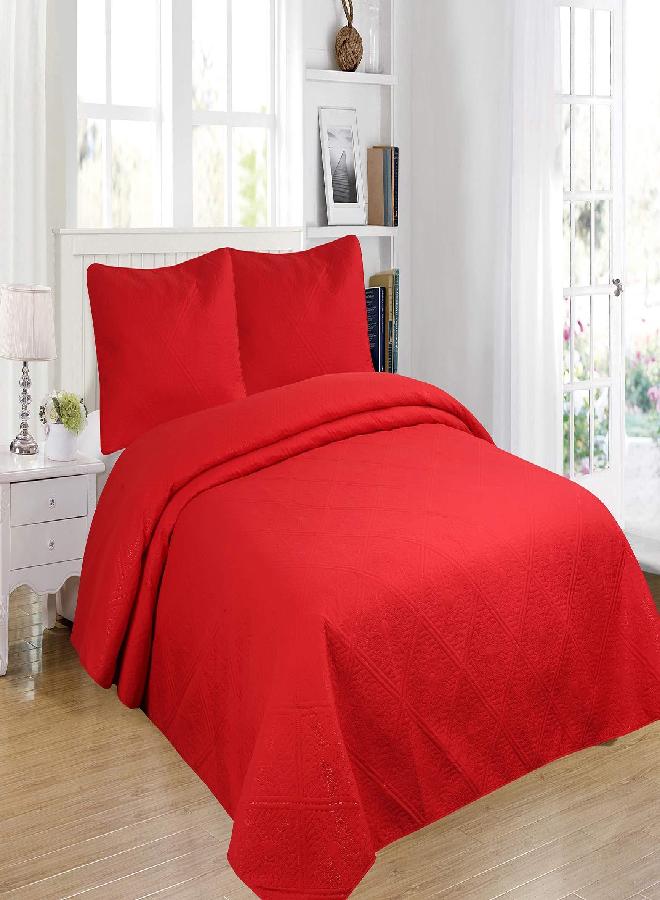 All American Collection 3pc Modern Contemporary Soft Comfy Bedroom Bedspread Quilt Set (Red, Queen) - Image 2