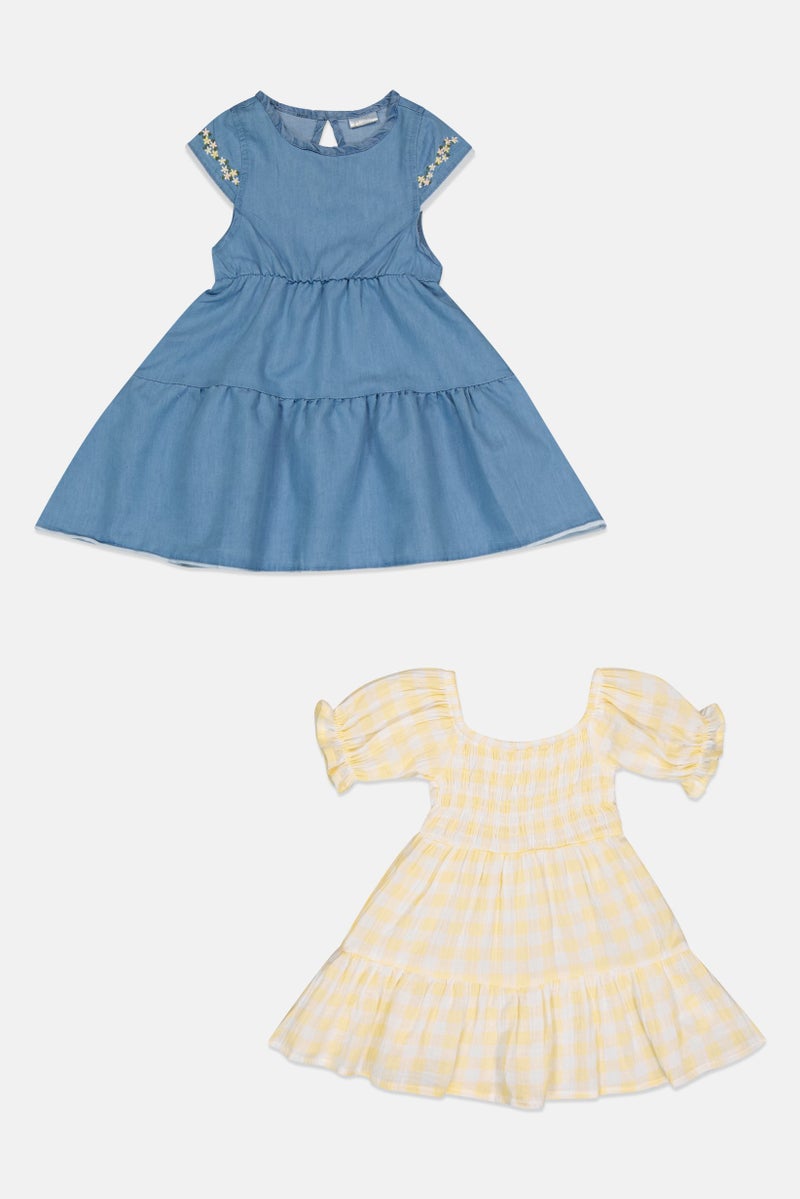 Willow & Whistle Toddlers Girl 2 Pcs Checkered Dress Set, Multicolor - Image 2