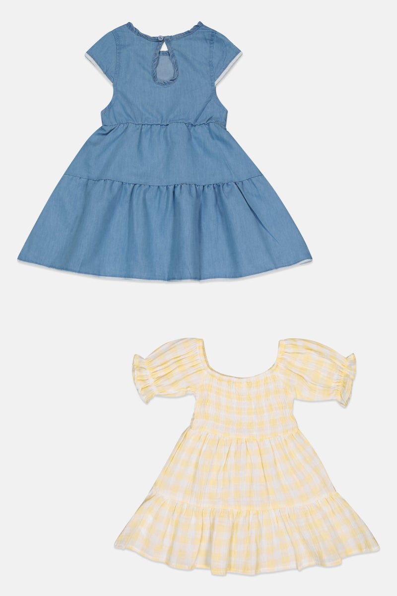 Willow & Whistle Toddlers Girl 2 Pcs Checkered Dress Set, Multicolor - Image 3