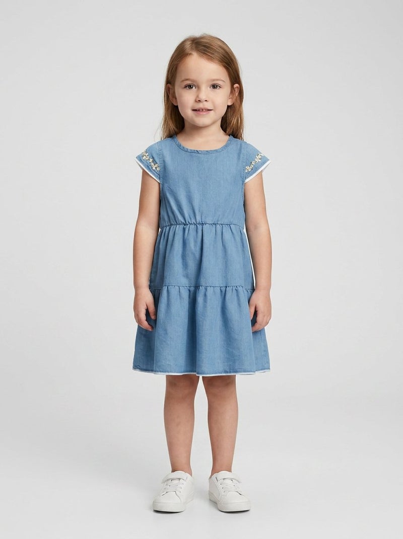 Willow & Whistle Toddlers Girl 2 Pcs Checkered Dress Set, Multicolor - Image 1
