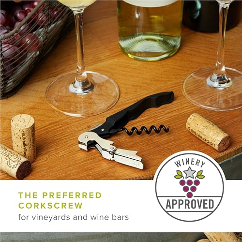 True Truetap Double Hinged Waiter's Corkscrew Wine Opener, Stainless Steel Wine Bottle Opener with Built In Foil Cutter, Home Bar Tools, Bar Cart Accessories, Wedding Gifts, Set of 1, Silver - Image 4