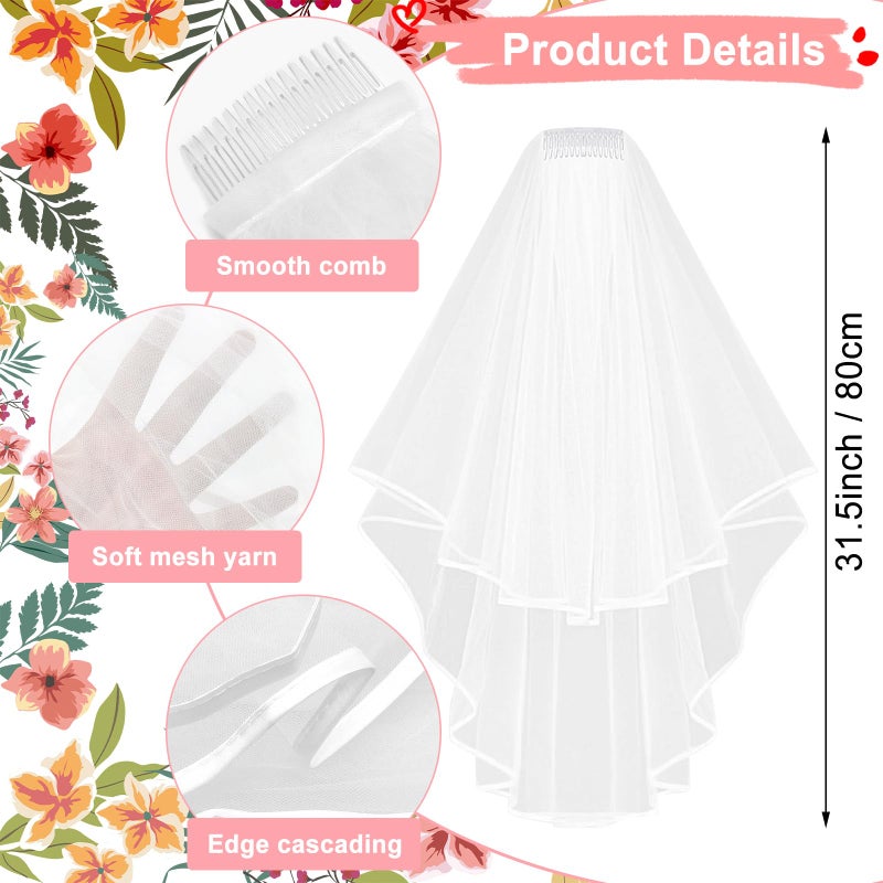 Scartink 3Pcs Bachelorette Party Set-Wedding Tiara Crown, Veil with Comb & 'Bride' Sash - Bridal Decorations & Accessories Gift (silver) - Image 3