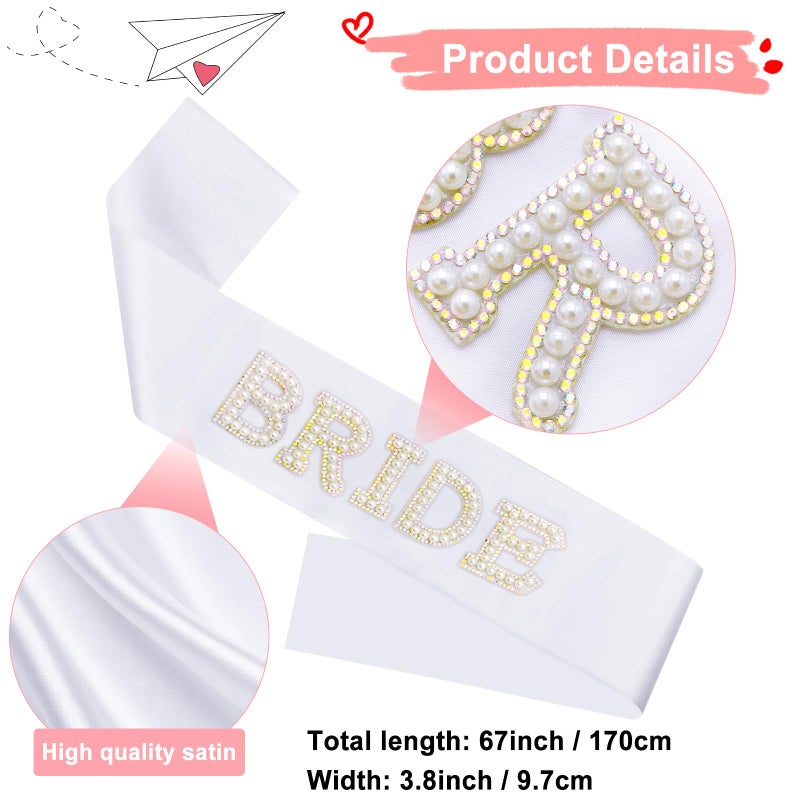 Scartink 3Pcs Bachelorette Party Set-Wedding Tiara Crown, Veil with Comb & 'Bride' Sash - Bridal Decorations & Accessories Gift (silver) - Image 2