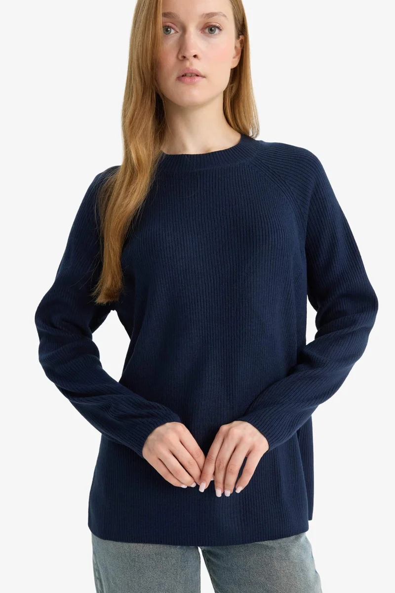 ديفاكتو Regular Fit Crew Neck Basic Pullover