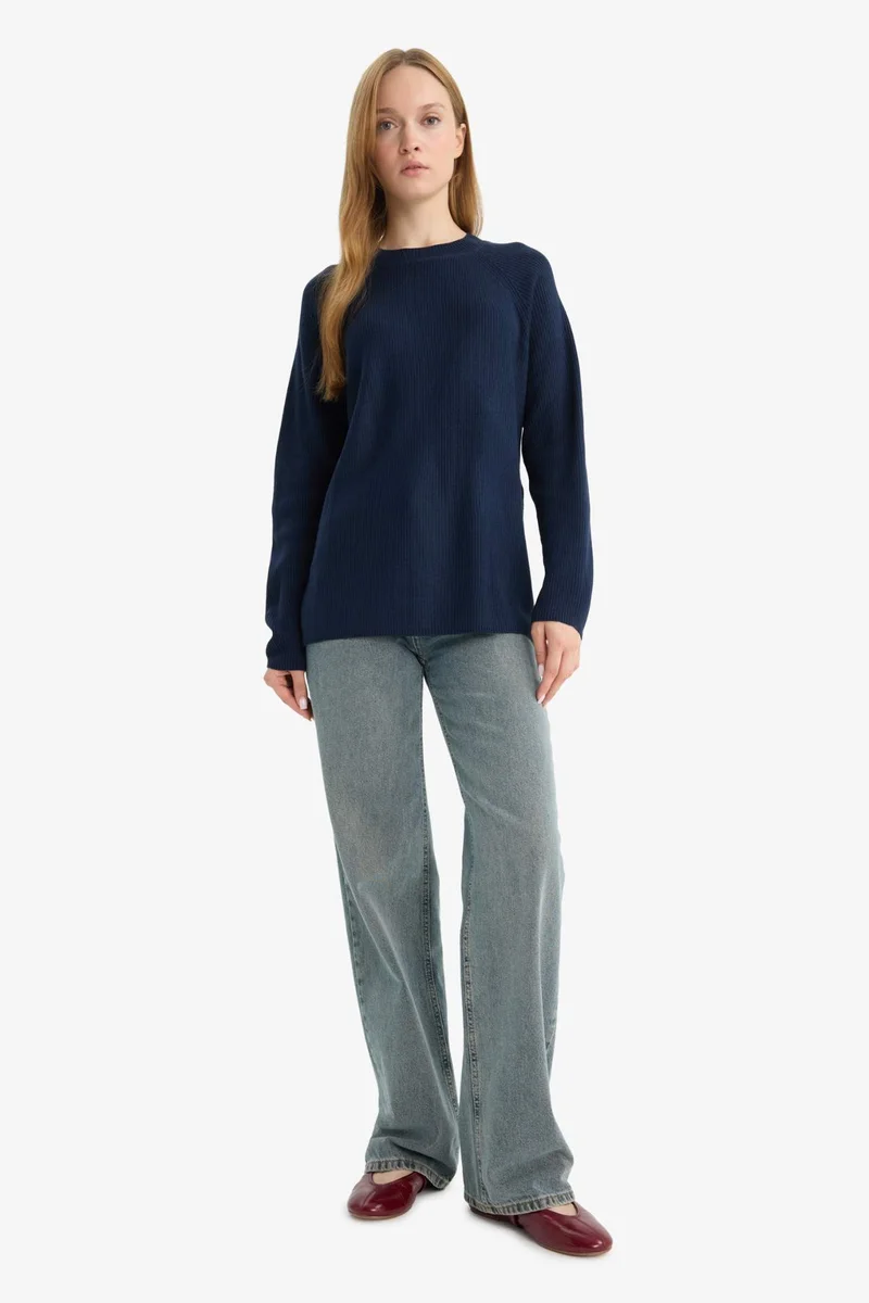 ديفاكتو Regular Fit Crew Neck Basic Pullover