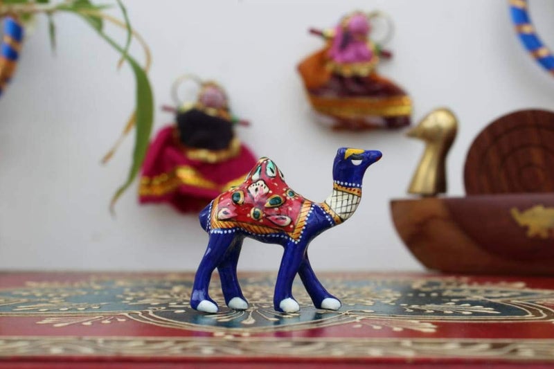 INDICAST 1.5" Metal Meenakari Handcrafted Camel Decorative Showpiece Figurine for Home Decor and Gift Purpose (Set of 2) - Image 2