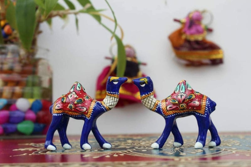 INDICAST 1.5" Metal Meenakari Handcrafted Camel Decorative Showpiece Figurine for Home Decor and Gift Purpose (Set of 2) - Image 4