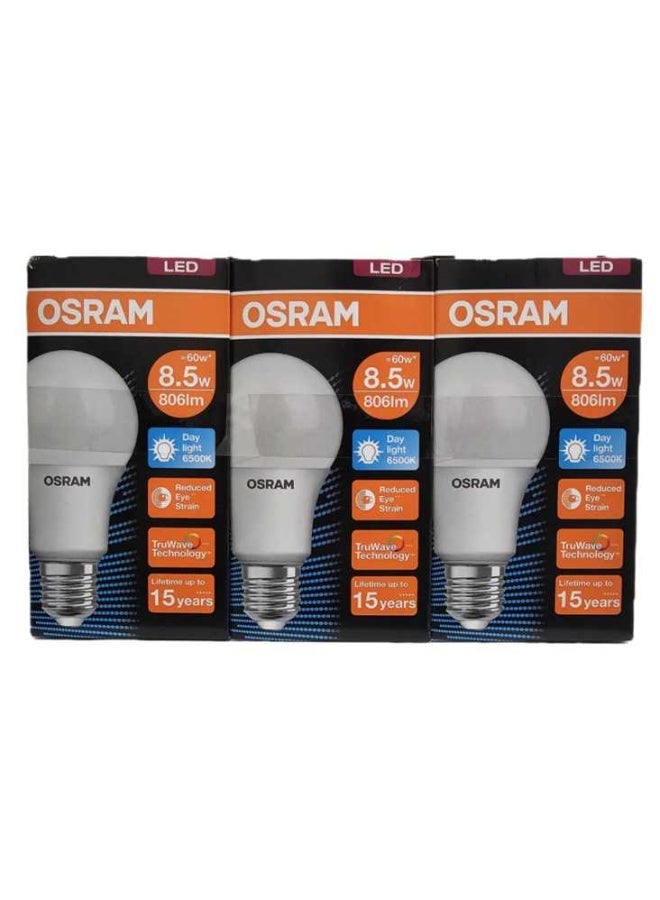 OSRAM 806Lm Led Value Classic A60 Cool Day White Frosted Screw Type 8.5W 3 Pcs Pack - Image 2