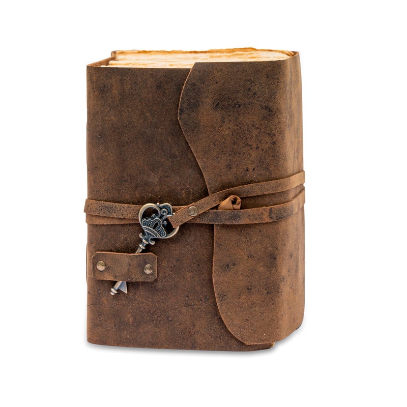 TUZECH 600 Page 8x6 Genuine Leather Bound Handmade Vintage Journal Notebook For Men & Women- Book Of Shadow Writing Notebook- Best Travel Journal Diary (Brown, Key) - Image 3