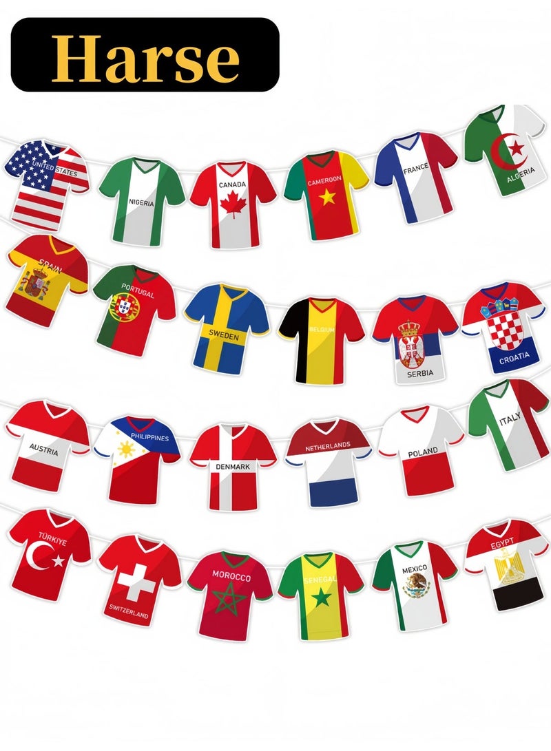 زينة على شكل قمصان كرة القدم لكأس العالم 2026 - 49 علمًا دوليًا، لافتة حفلات على شكل كرة قدم للأحداث الرياضية ومناطق المشجعين والديكورات الخارجية (تتوفر أحجام ومواد متعددة) - Image 1