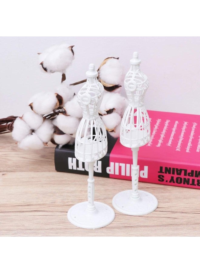 klarako 10Pcs Plastic Doll Dress Mannequin Stand, Cloth Gown Model Display Racks Dress Forms, Dollhouse Mini Doll Clothes Form Stand  - Image 1
