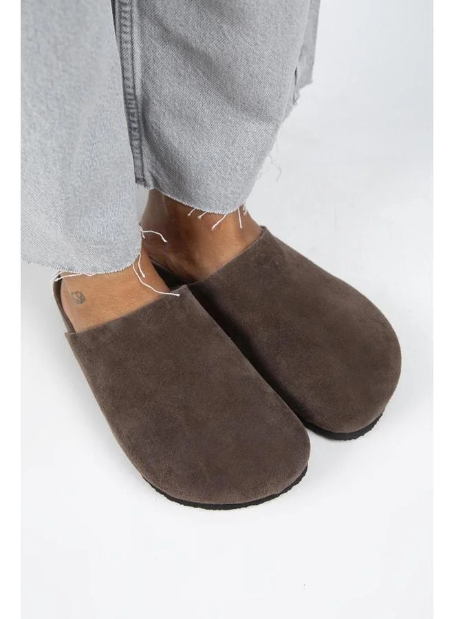 Manijero  Ruzqahi Women's Leather Genuine Leather Flat Sabo Coffee Slippers. for Women | Best Price UAE