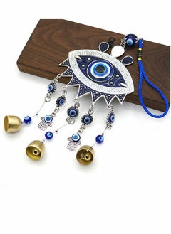 KASTWAVE Wind Bells, Evil Eyes, Wall Pediments Wind Chimes, Big Devil’s Blue Eyes, Handcraft Hanging Decoration, for Car Kitchen Home Garden Patio Office (3 Bells)  - Image 2